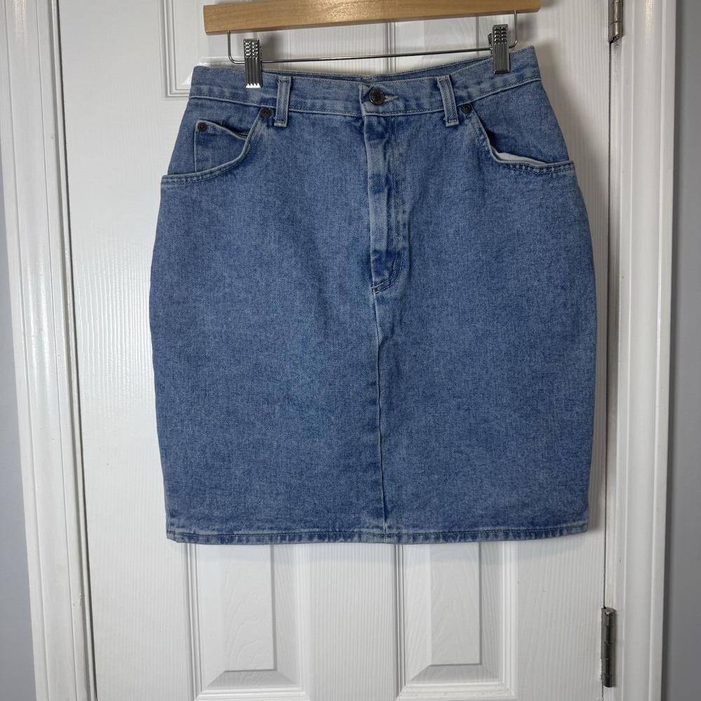 VTG St John's Bay Womens Denim Skirt Pockets Sz 12 Y2K 90's Mini Jean Academia